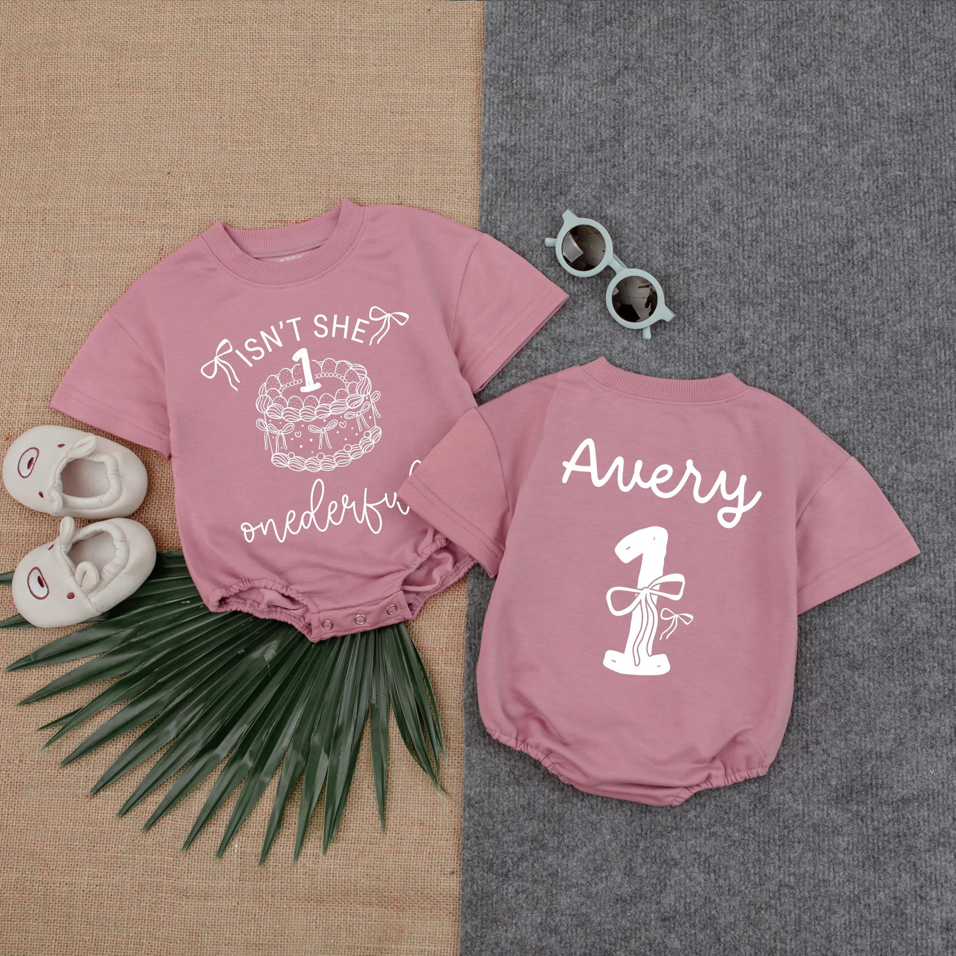 Isn't She Onederful Birthday Cake Girl Romper - 1st Birthday Outfit for Baby Girl, Personalized Toddler Gift