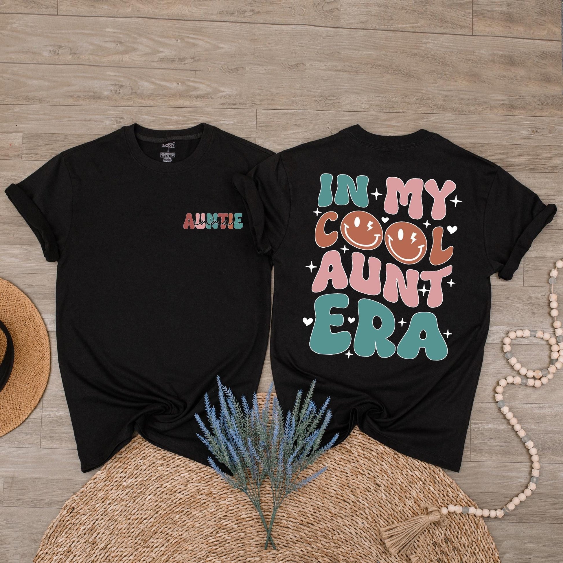 Cool Aunt Era Retro T-Shirt Custom Name Niece Gift Funny Auntie Shirt Gift for Aunt