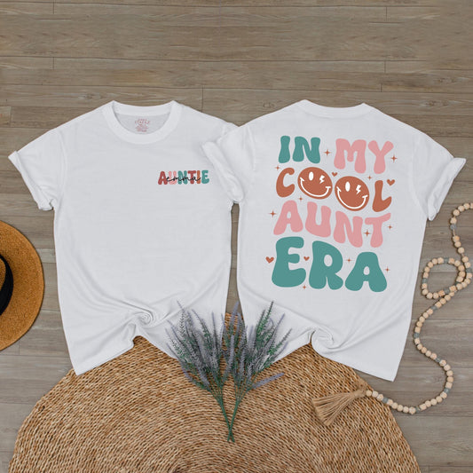 Cool Aunt Era Retro T-Shirt Custom Name Niece Gift Funny Auntie Shirt Gift for Aunt