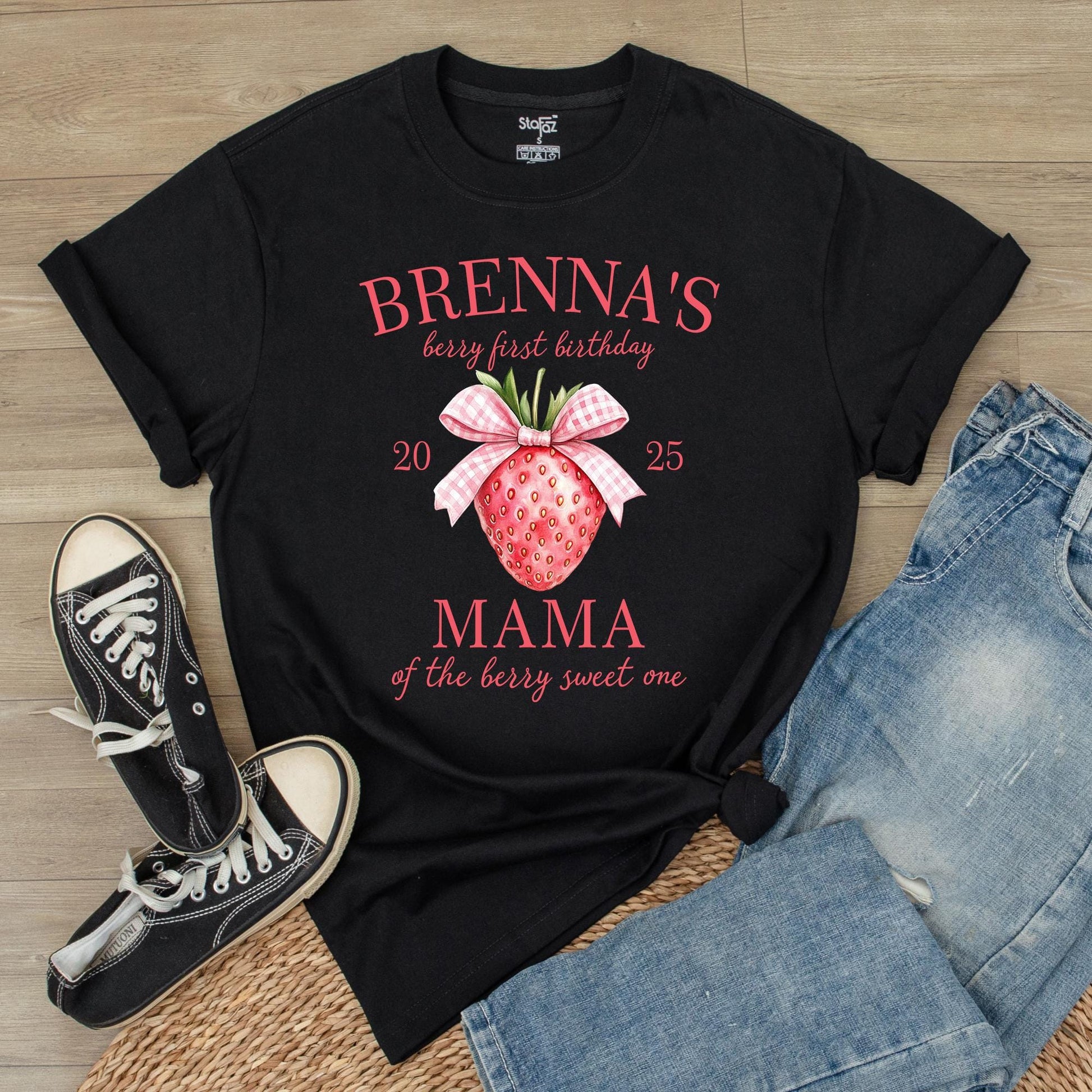 Matching Berry First Birthday Family Shirts: Custom Name Strawberry Party Tees, Mom Dad Berry Sweet One Outfit