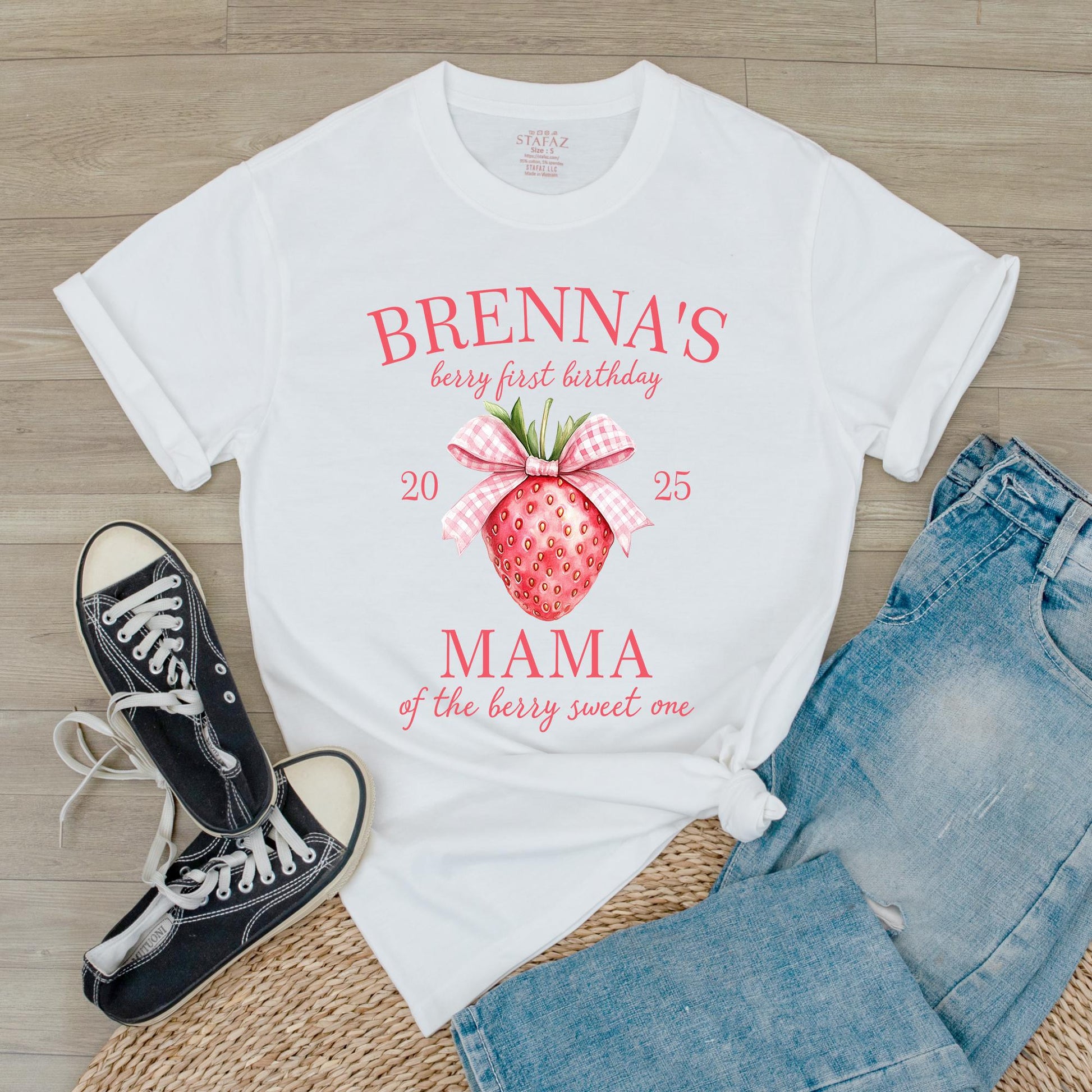 Matching Berry First Birthday Family Shirts: Custom Name Strawberry Party Tees, Mom Dad Berry Sweet One Outfit