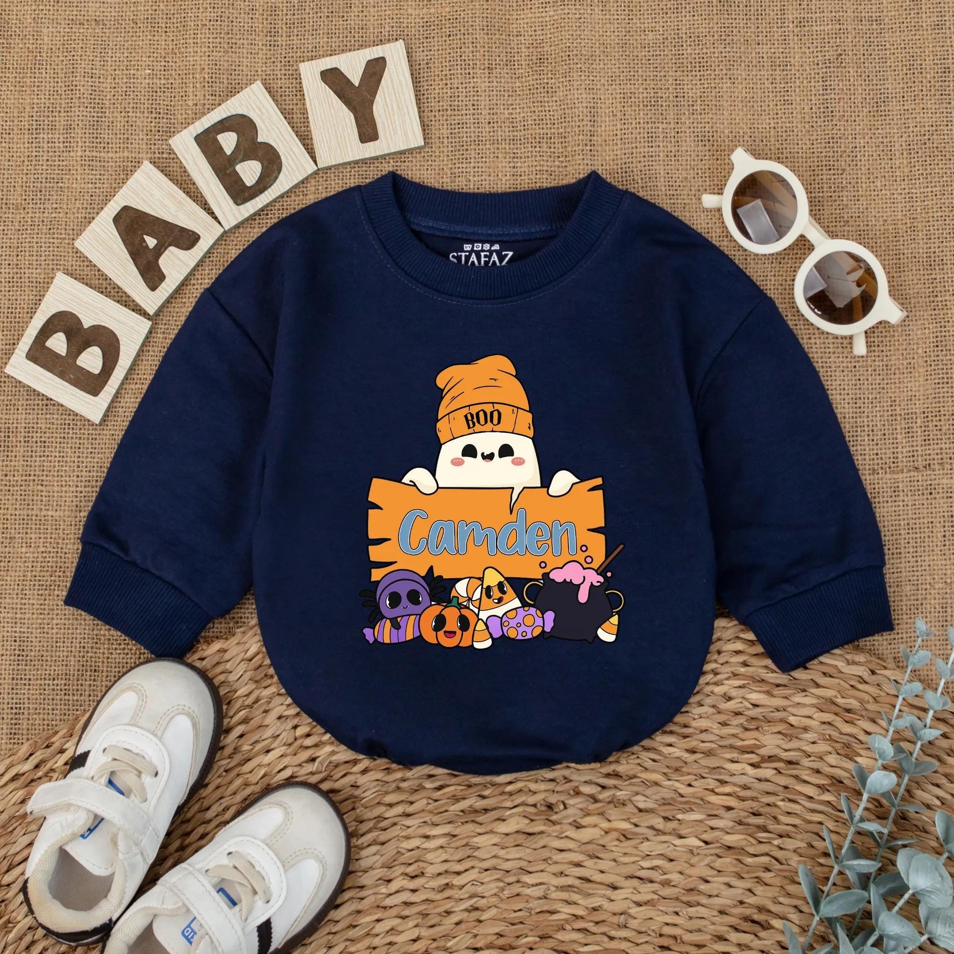 Personalized Boo Halloween Matching Shirts for Kids, Custom Name Ghost Sweatshirt, Cute Toddler Outfit, Boy Girl Gift