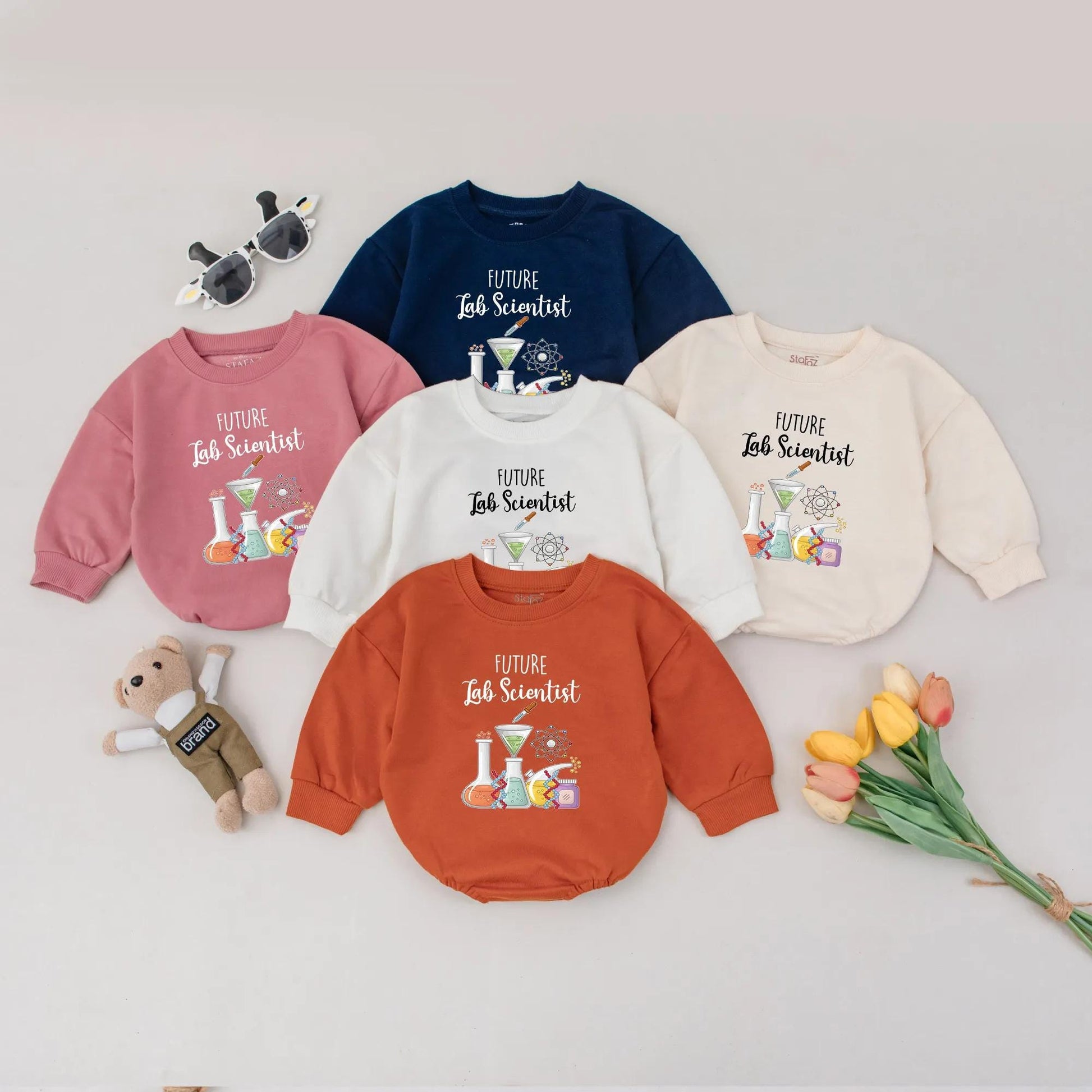 Future Lab Scientist Baby Bubble Romper Adorable STEM Outfit Cute Chemistry Bodysuit Gift for Boys Girls Baby Shower