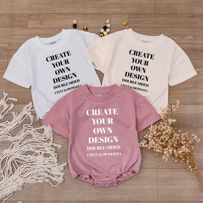Custom Photo 2-Sided Baby Romper Personalized Image Gift for Baby Shower or Coming Home Outfit