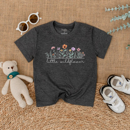 Little Wildflower Baby Romper, Boho Floral Girl Outfit, Soft Summer Bodysuit, "Little Wildflower" Script, Whimsical Baby Shower Gift, Comfortable 138