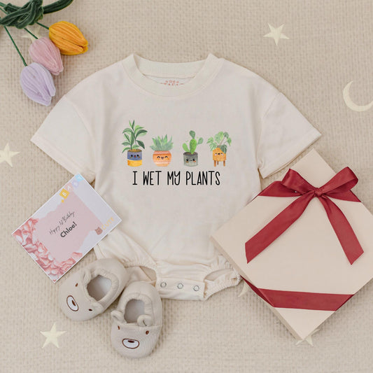 Wet My Plants Baby Romper Cute Cartoon Faces Plant Lover Bodysuit Natural Cotton Soft Playful Funny Baby Shower Gift