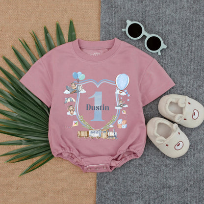Train to One First Birthday Romper Outfit for Baby Boy, Cute 1st Birthday Clothes, One Year Old Gift, Toddler Birthday Suit