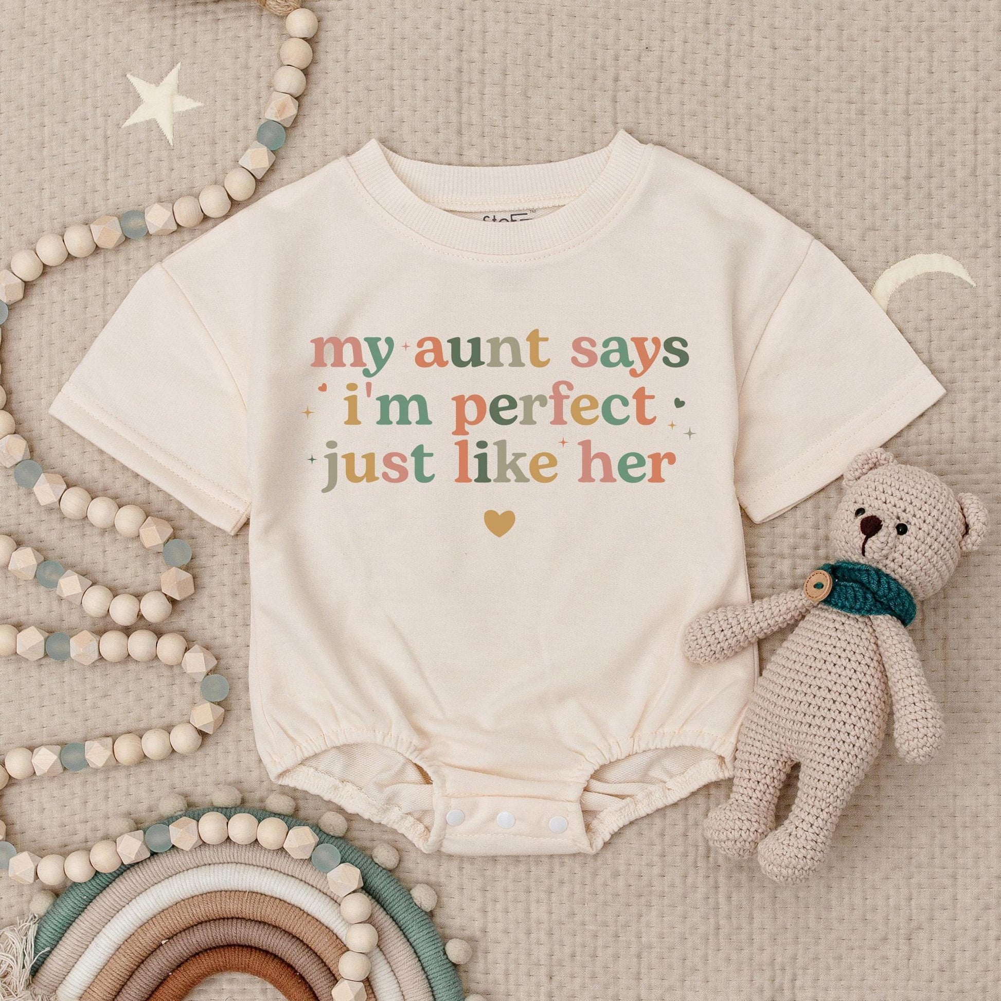 My Aunt Says I'm Perfect Baby Romper Gift for Niece/Nephew Cute Pastel Design, Auntie's Bestie Bodysuit Newborn