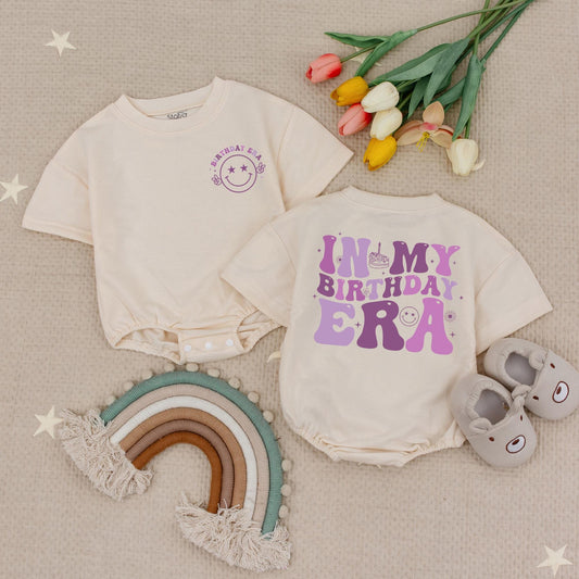 In My One Year Old Era Personalized Romper Baby Girl First Birthday Outfit Soft Cotton Bubble Romper Toddler Celebration Gift Idea