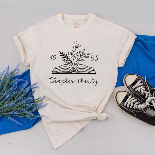 Custom Chapter Thirty Floral Book Shirt 30th Birthday Gift for Women Personalized Turning Thirty Flower Shirt