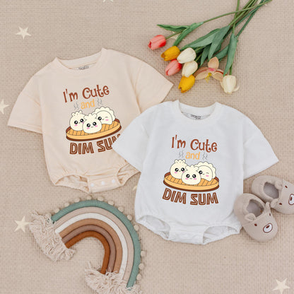I'm Cute and Dim Sum Baby Romper, Sweet Dumpling Bodysuit for Little Bao, Kawaii Food Baby Gift, Comfy Cotton Newborn Outfit, Asian Dumpling Fun 138