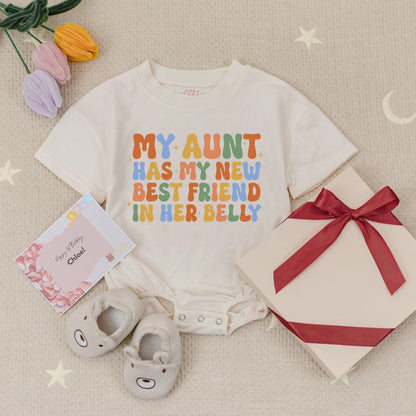 My Aunt Has My New Best Friend In Her Belly Baby Romper Aunt's Pregnancy Announcement Bodysuit Sister Gifts Baby Shower Surprise