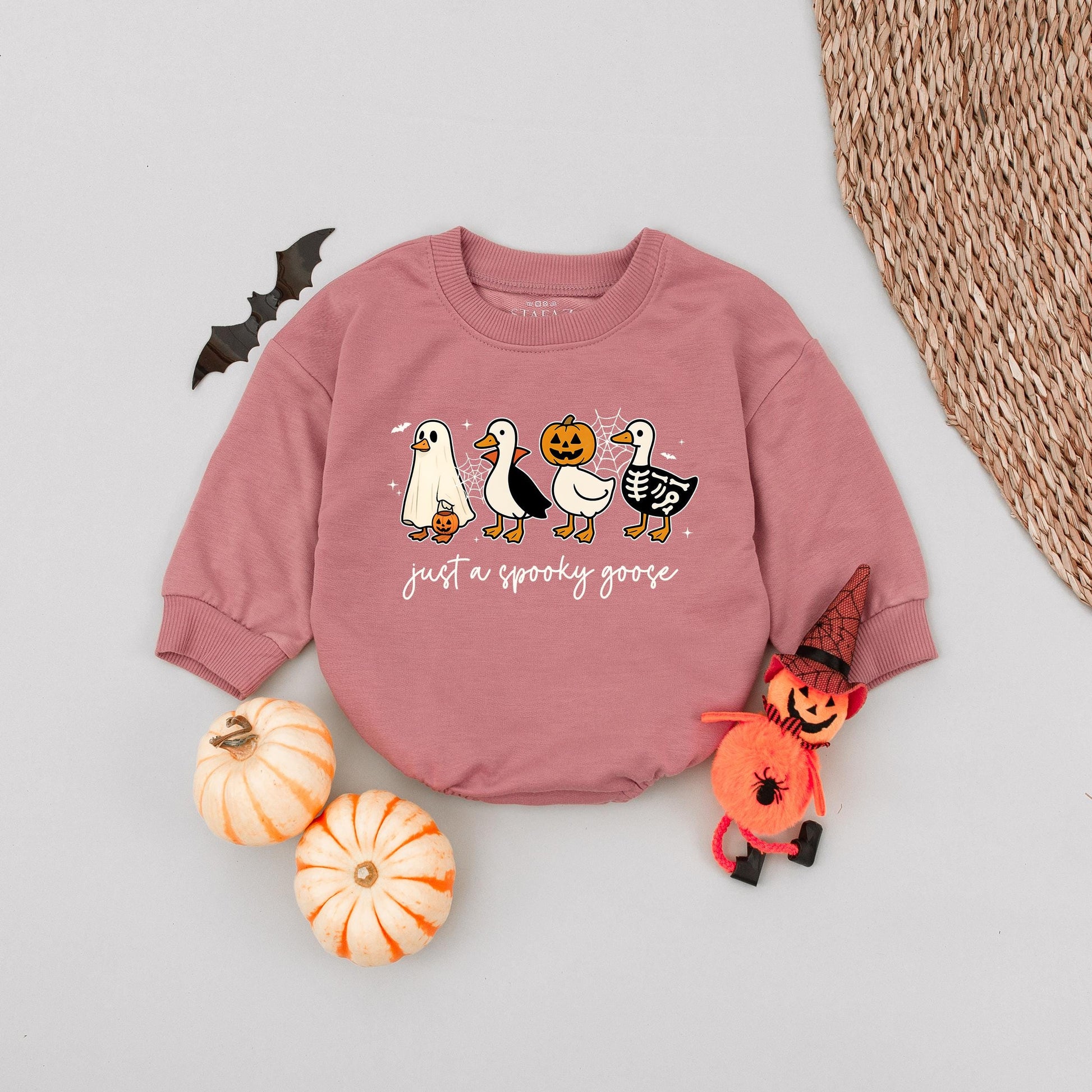 Spooky Goose Halloween Romper: Just a Spooky Goose! Cute Ghost Vampire Pumpkin Skeleton Baby Outfit First Halloween Costume Silly Spooky Fun 136