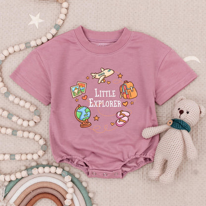 Little Explorer Baby Romper: Travel Adventure Bodysuit for Newborns & Infants, Future Traveler Gift, Soft Cotton One-Piece, Cute Airplane Globe Design 139