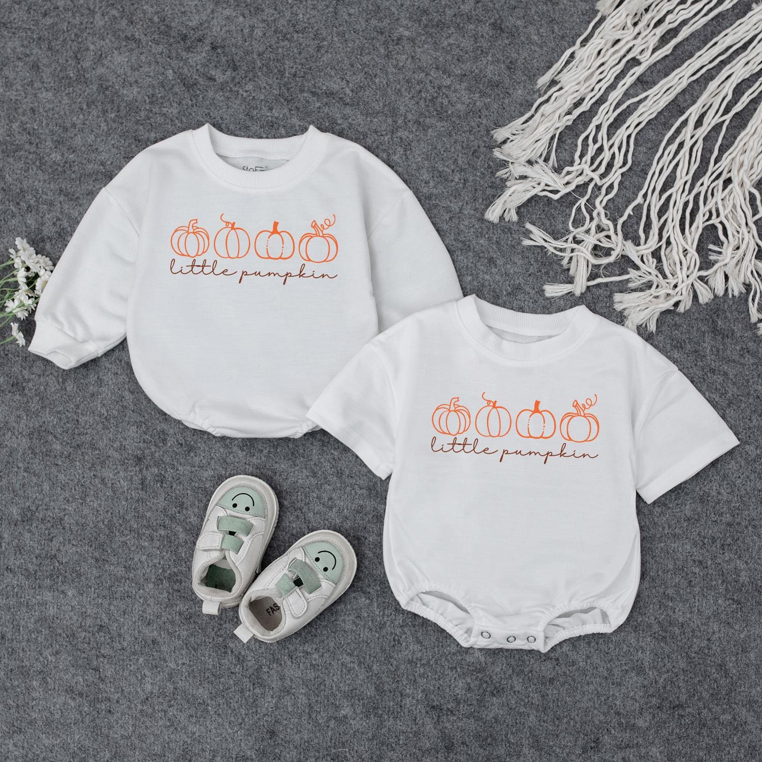 Little Pumpkin Baby Romper Natural Fall Bodysuit Cute Hello Pumpkin Baby Clothes Adorable Pumpkin Outfit Gift for Newborn