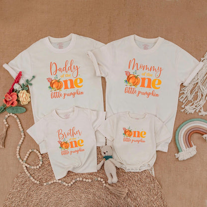 Fall Pumpkin First Birthday Matching Family Shirts Little Pumpkin Autumn 1st Birthday Outfit Mommy Daddy Baby Siblings Gift
