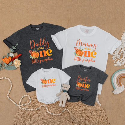 Fall Pumpkin First Birthday Matching Family Shirts Little Pumpkin Autumn 1st Birthday Outfit Mommy Daddy Baby Siblings Gift