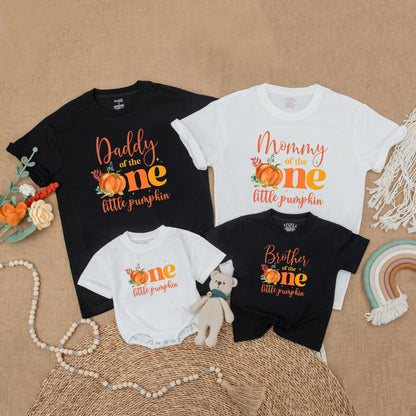 Fall Pumpkin First Birthday Matching Family Shirts Little Pumpkin Autumn 1st Birthday Outfit Mommy Daddy Baby Siblings Gift