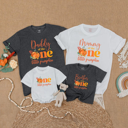 Fall Pumpkin First Birthday Matching Family Shirts Little Pumpkin Autumn 1st Birthday Outfit Mommy Daddy Baby Siblings Gift