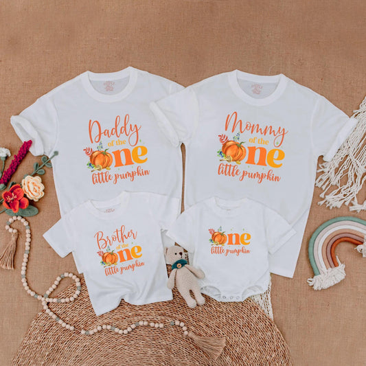 Fall Pumpkin First Birthday Matching Family Shirts Little Pumpkin Autumn 1st Birthday Outfit Mommy Daddy Baby Siblings Gift
