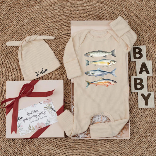 Cute Lil' Angler Bodysuit - Retro Fish Baby Outfit for Newborns, Personalized Fishing Baby Clothes - A Sweet Shower Gift for Baby Fish Lovers