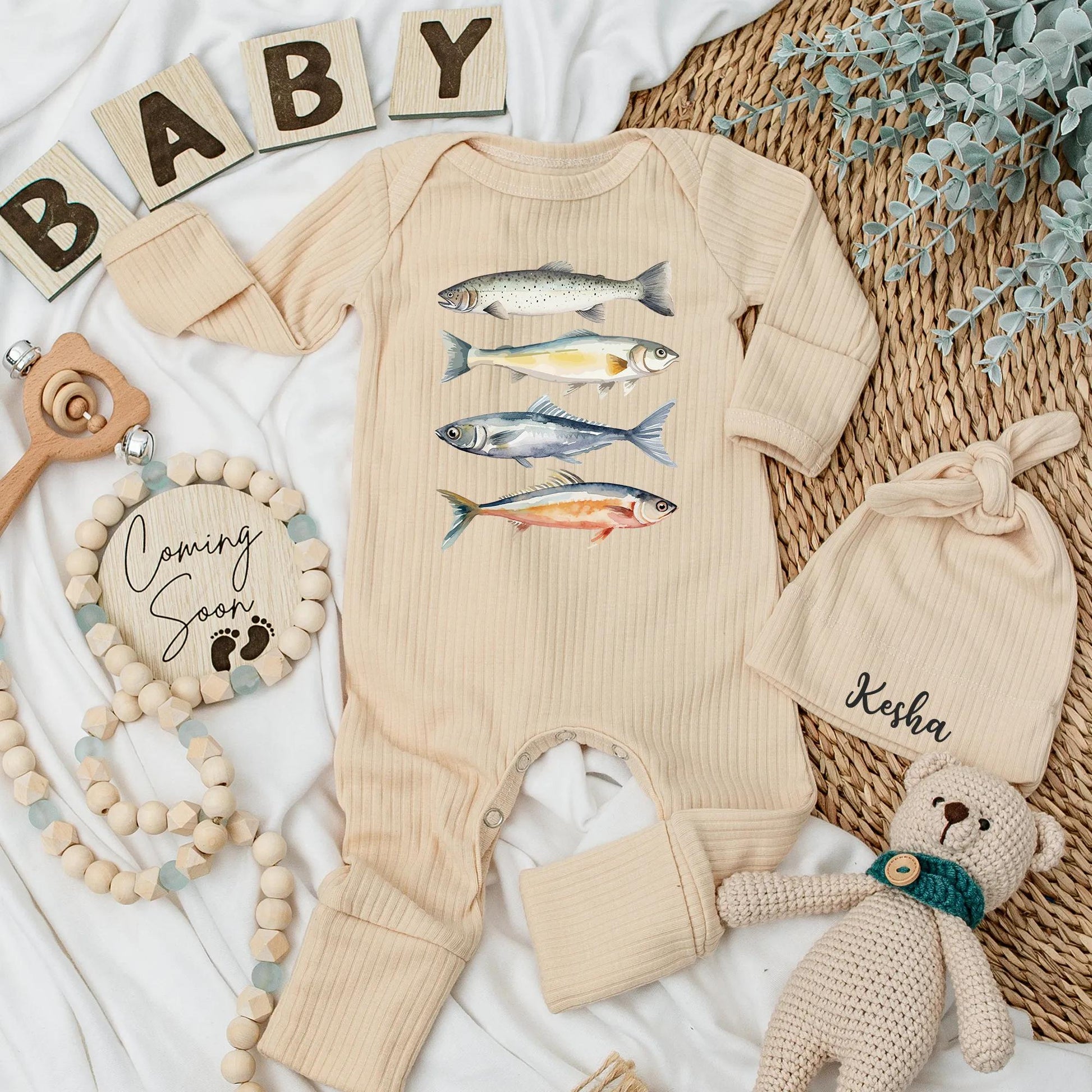 Cute Lil' Angler Bodysuit - Retro Fish Baby Outfit for Newborns, Personalized Fishing Baby Clothes - A Sweet Shower Gift for Baby Fish Lovers