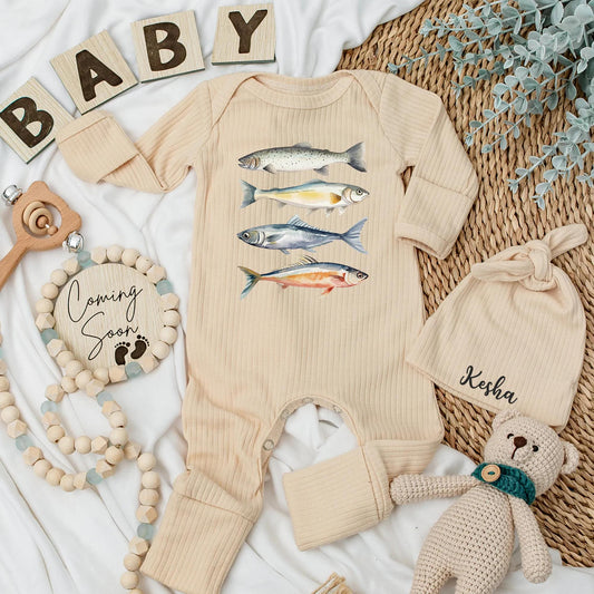 Cute Lil' Angler Bodysuit - Retro Fish Baby Outfit for Newborns, Personalized Fishing Baby Clothes - A Sweet Shower Gift for Baby Fish Lovers