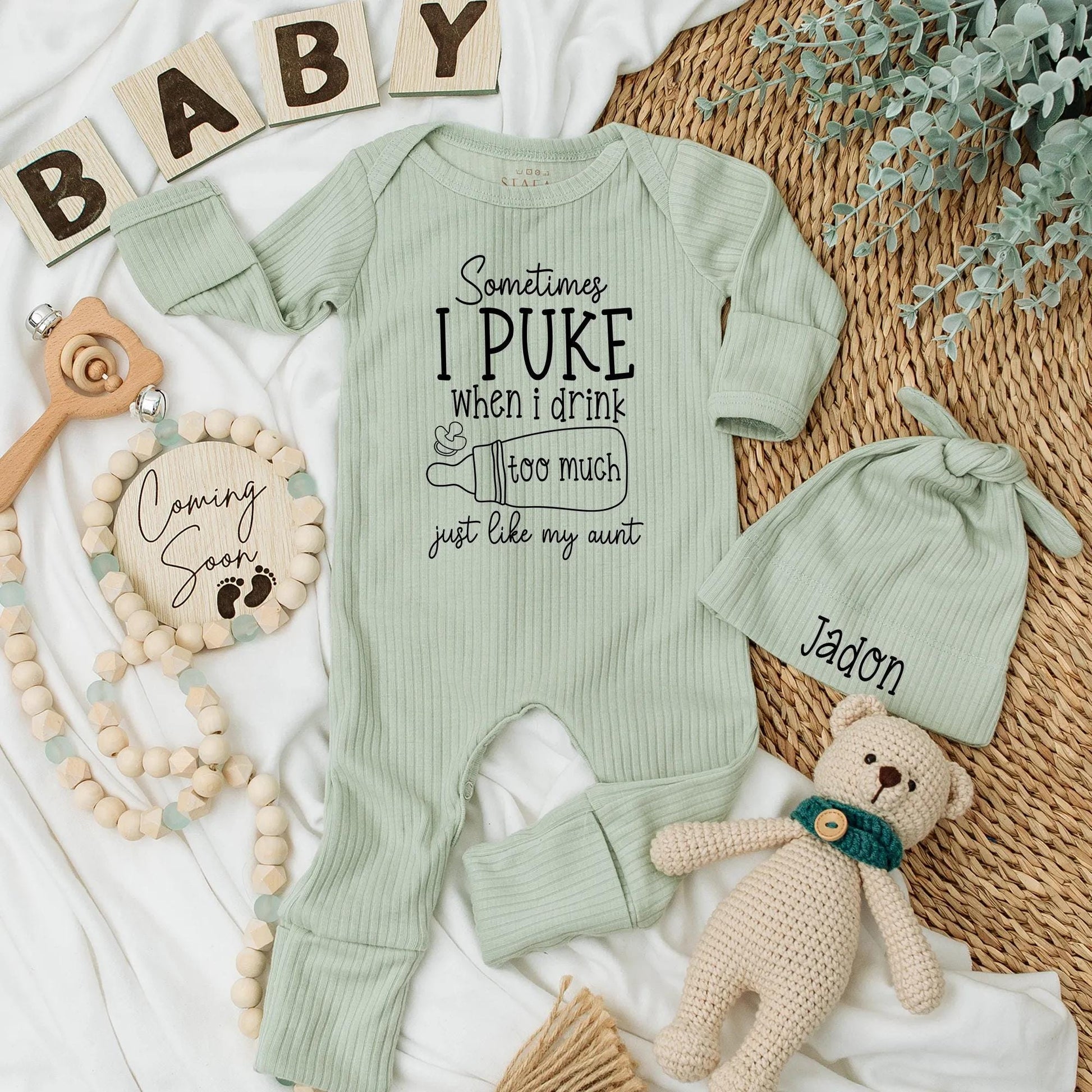 Sometimes I Puke When I Drink Too Much Baby Bodysuit Funny Quote Auntie Gift Hilarious Newborn Outfit Cotton Casual Wear