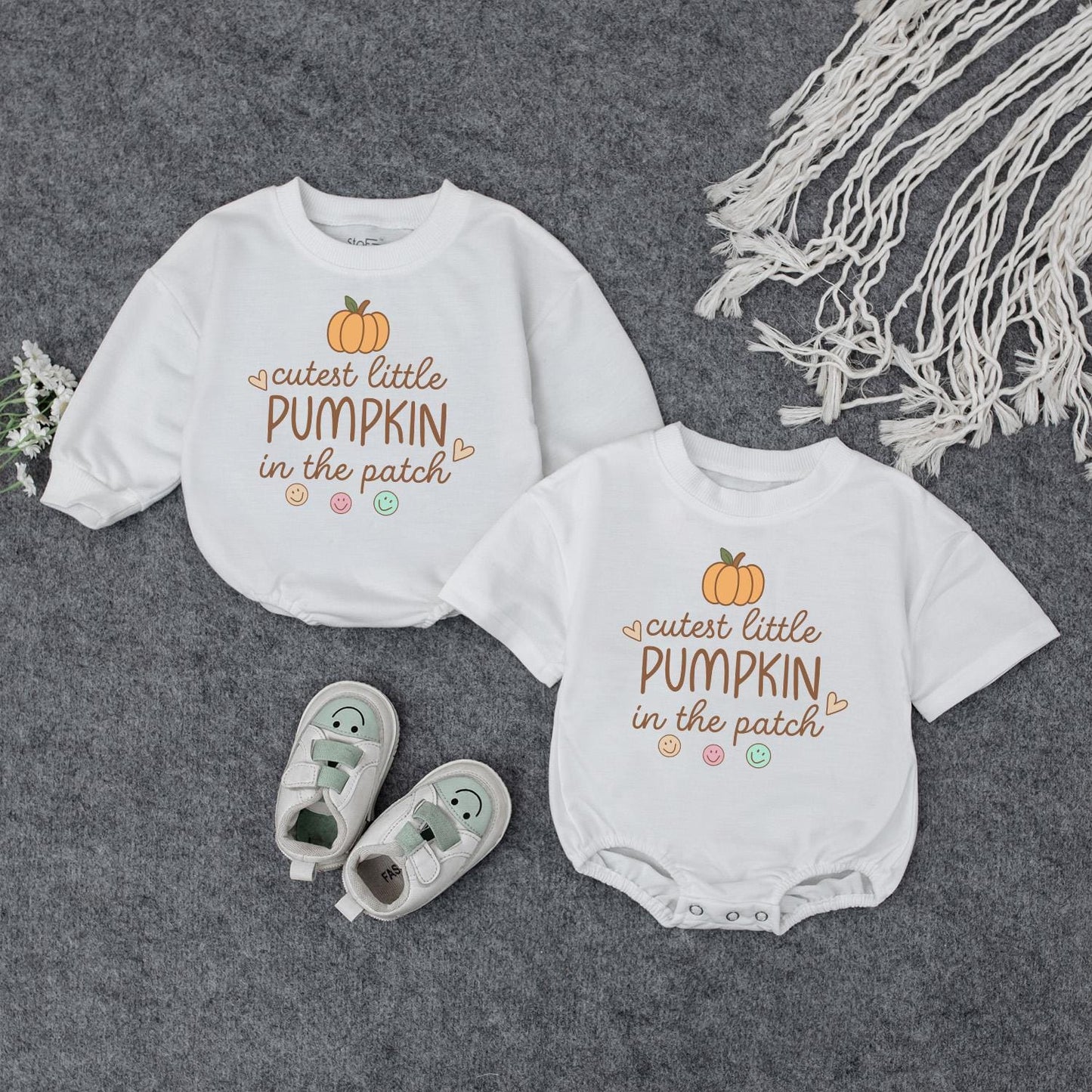 Cutest Little Pumpkin In The Patch Baby Romper Fall Outfit Cozy Gender Neutral Infant Thanksgiving Sweatshirt Autumn Kid Tee