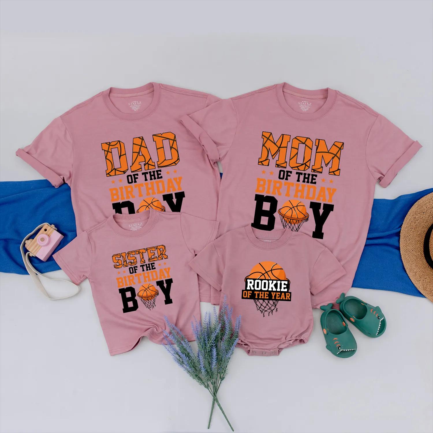 Custom Basketball Birthday Family Shirts Matching Sports Party Outfits Baby Rookie of the Year Gift Boy