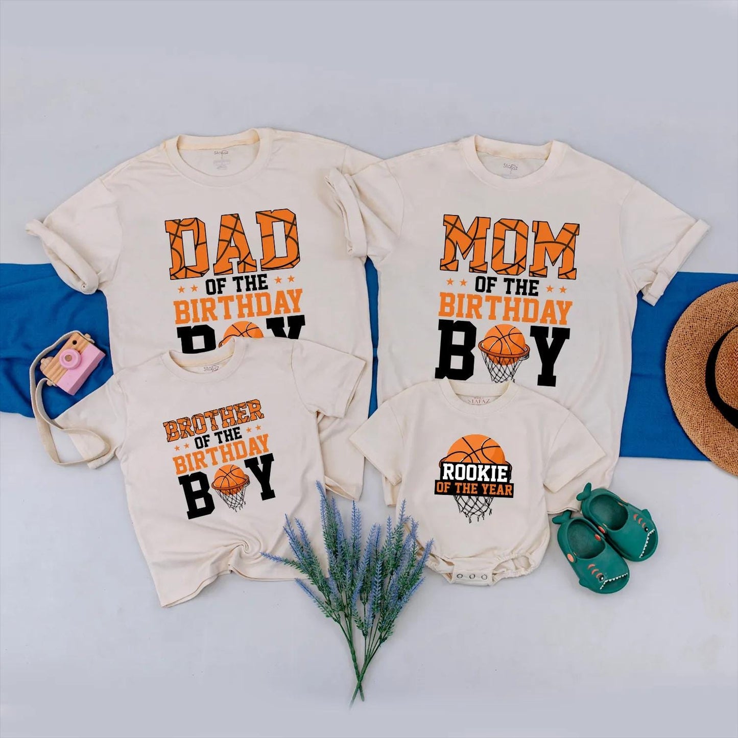 Custom Basketball Birthday Family Shirts Matching Sports Party Outfits Baby Rookie of the Year Gift Boy
