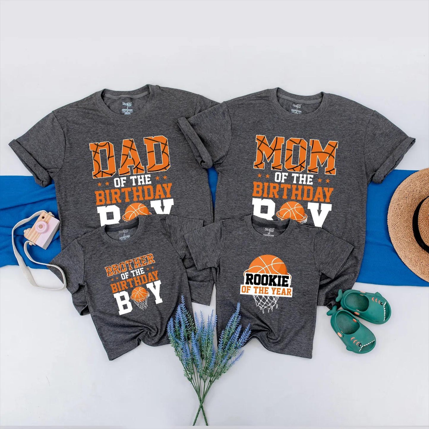 Custom Basketball Birthday Family Shirts Matching Sports Party Outfits Baby Rookie of the Year Gift Boy