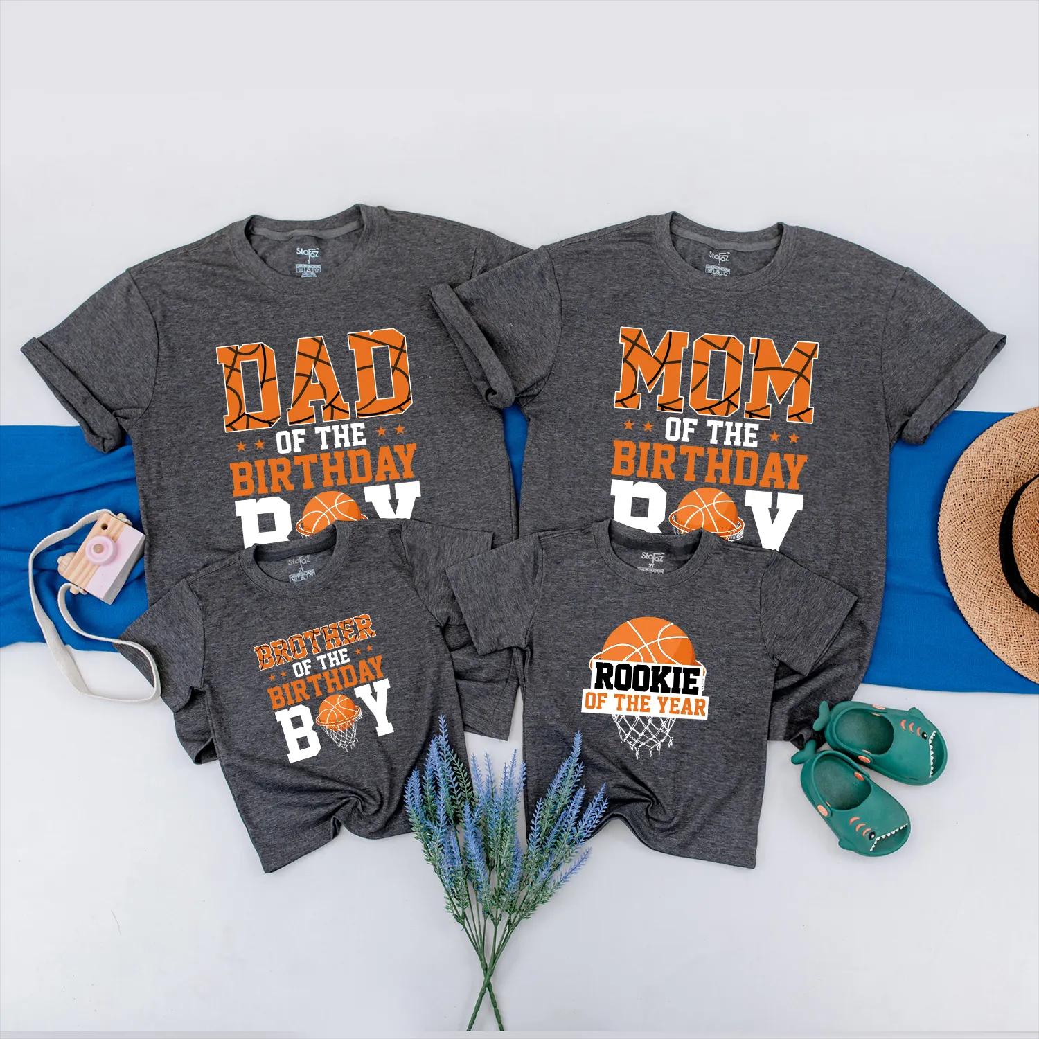 Custom Basketball Birthday Family Shirts Matching Sports Party Outfits Baby Rookie of the Year Gift Boy