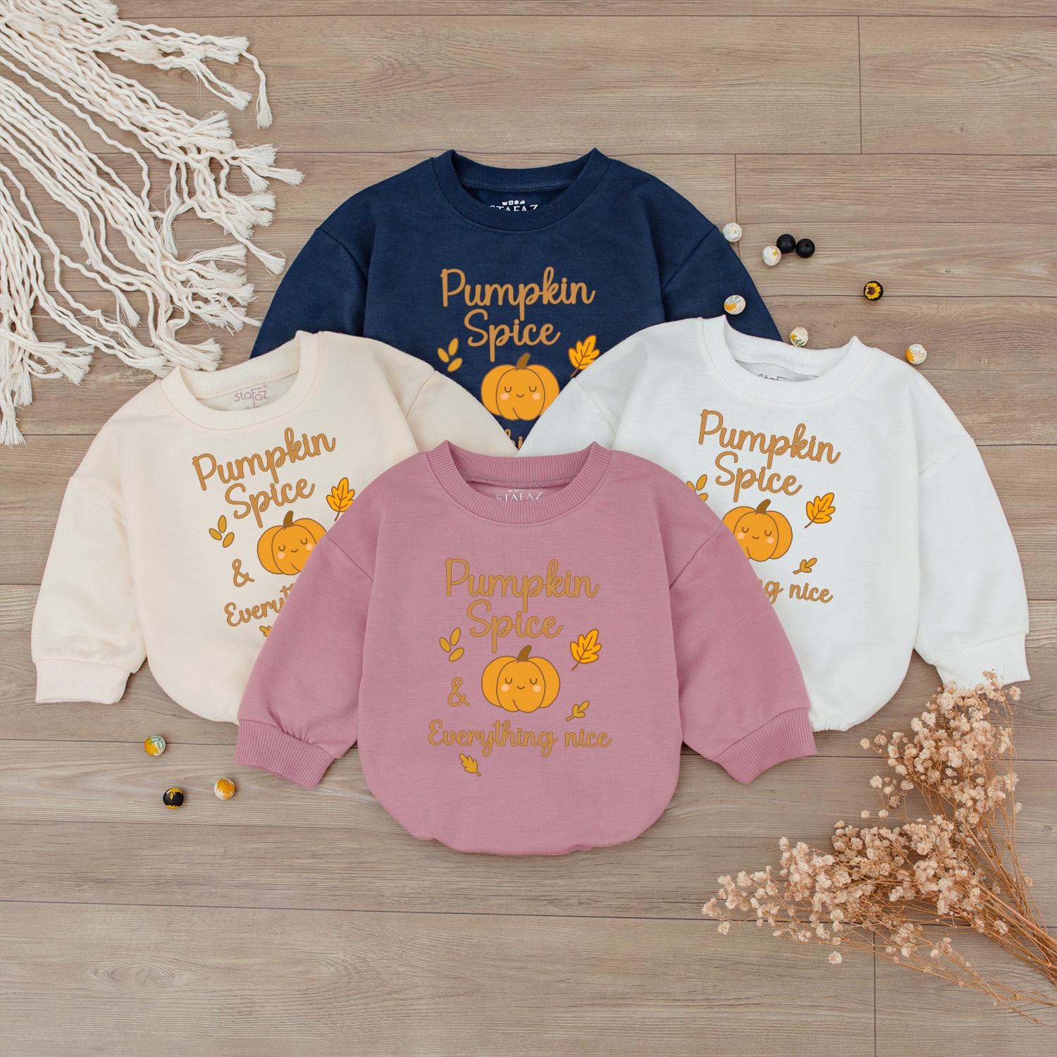 Baby's 1st Fall Outfit: Pumpkin Spice Romper & Thanksgiving Sweatshirt Set, Fall Clothes for Baby Girl or Boy, Harvest Season