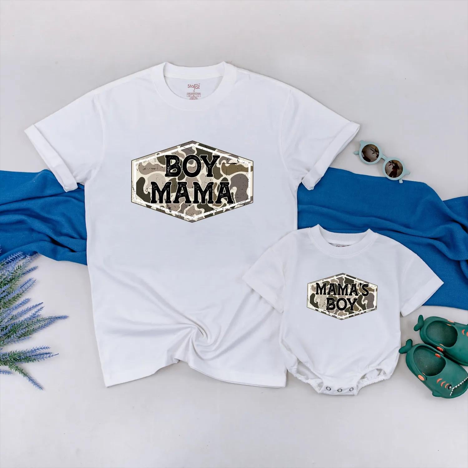 Matching Boy Mama and Mama's Boy Camo Shirts | Hunting Mom & Son Outfits | Family Camouflage Tee Gifts