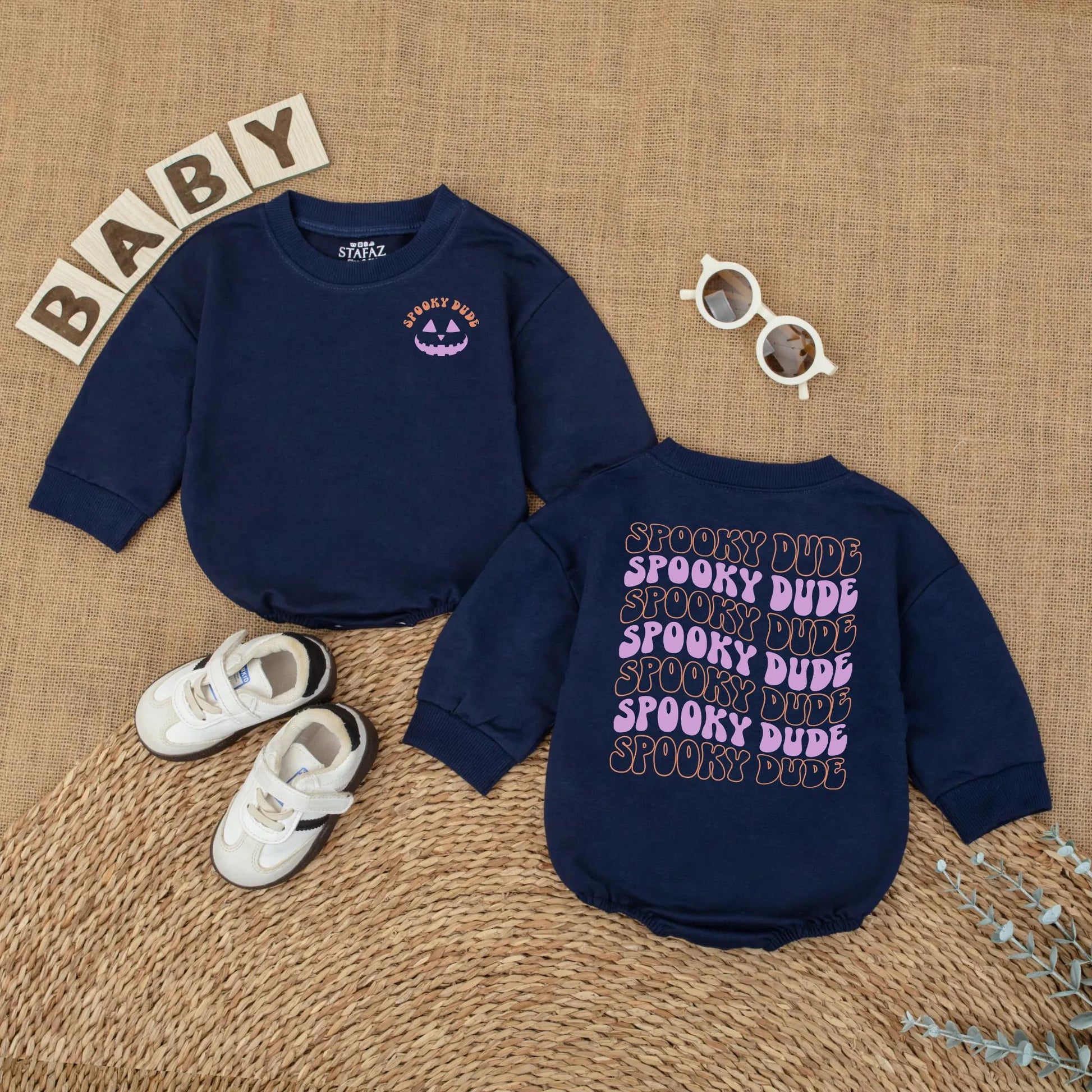 Spooky Dude Baby Romper Halloween Outfit for Boy Toddler, Retro Ghost Design, Cute Fall Clothes, Baby Shower Gift, Spooky Season