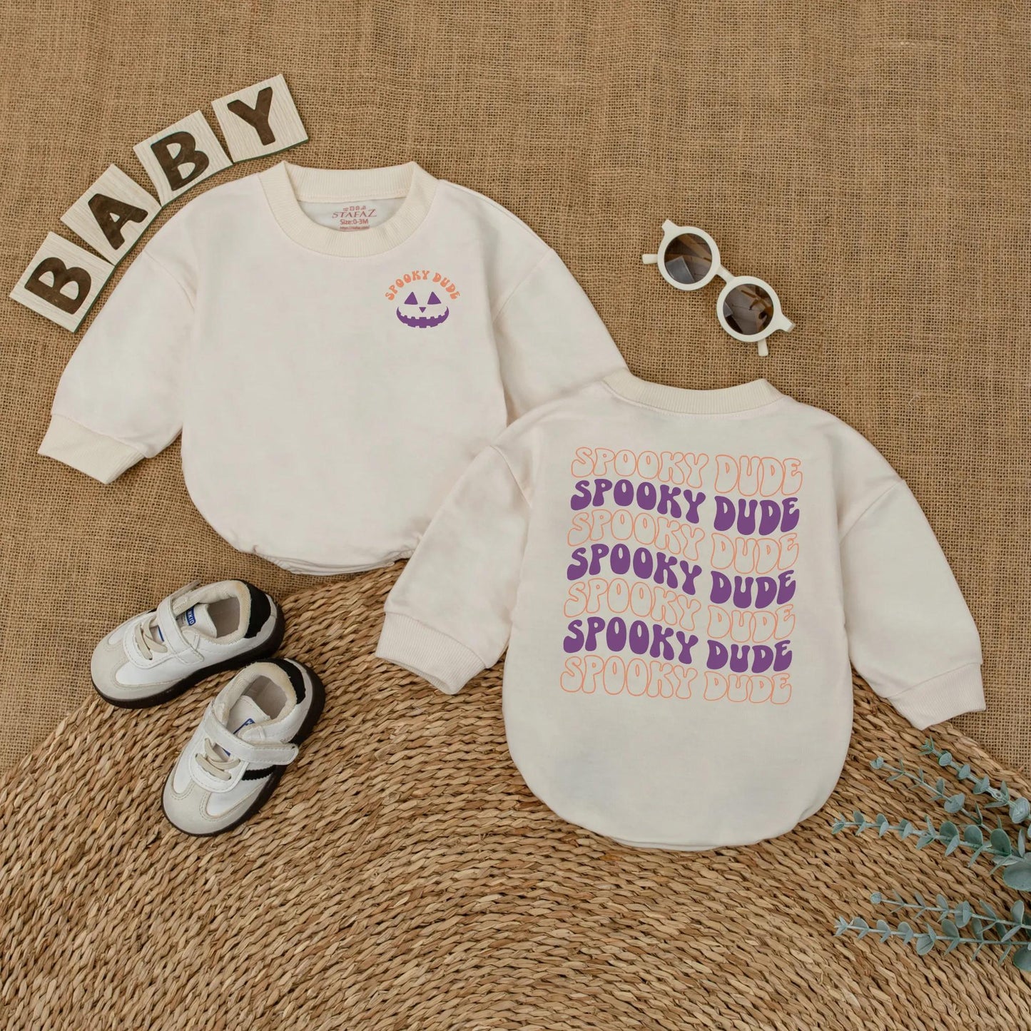 Spooky Dude Baby Romper Halloween Outfit for Boy Toddler, Retro Ghost Design, Cute Fall Clothes, Baby Shower Gift, Spooky Season