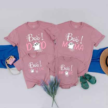 Little Boo Ghost Birthday Shirt for Baby Girl Spooky Halloween Matching Family Outfits Cute Party Tee
