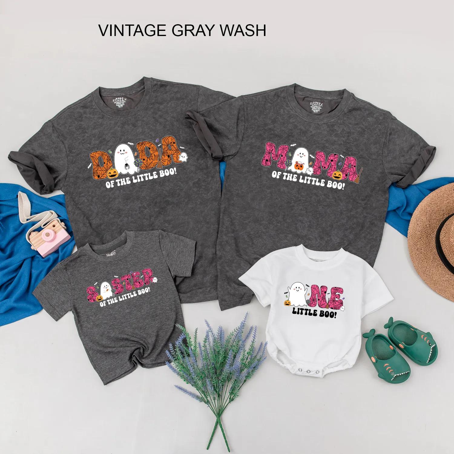 Matching Family Halloween Spooky One First Birthday Shirt Romper Little Boo Ghost Pumpkin Bat Design Outfit for Baby Girl Toddler Gift