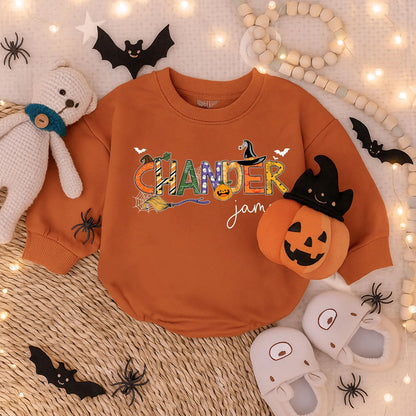 Personalized Baby Boy Halloween Bubble Romper Adorable Spooky Toddler Outfit Soft Comfortable Baby Clothes Fun Halloween Costume Gift Idea