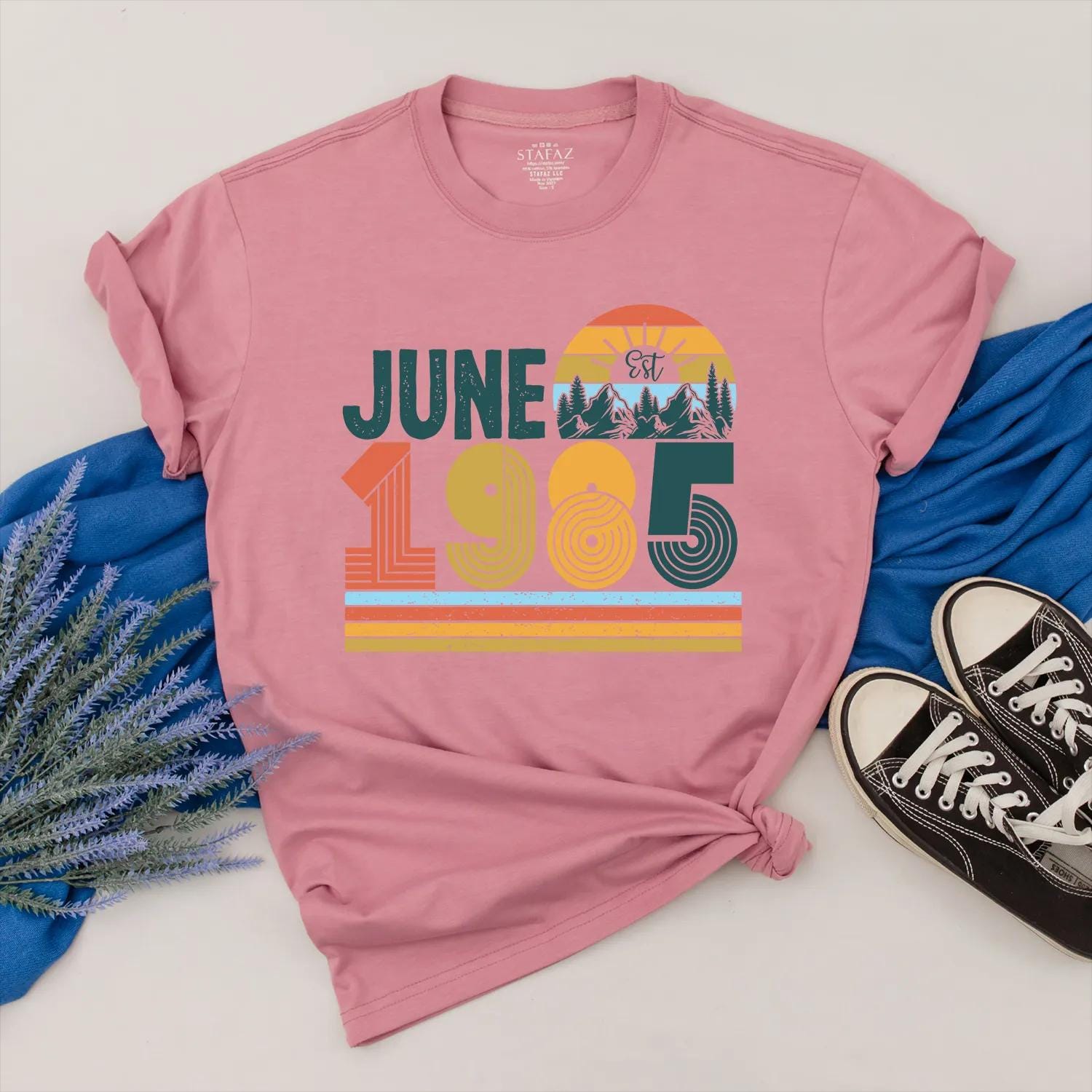 June 1985 Birthday Shirt for Her: Vintage 40th Birthday Outfit, Personalized Retro Est. Year Clothes, Gift for Women, Custom 80s Style
