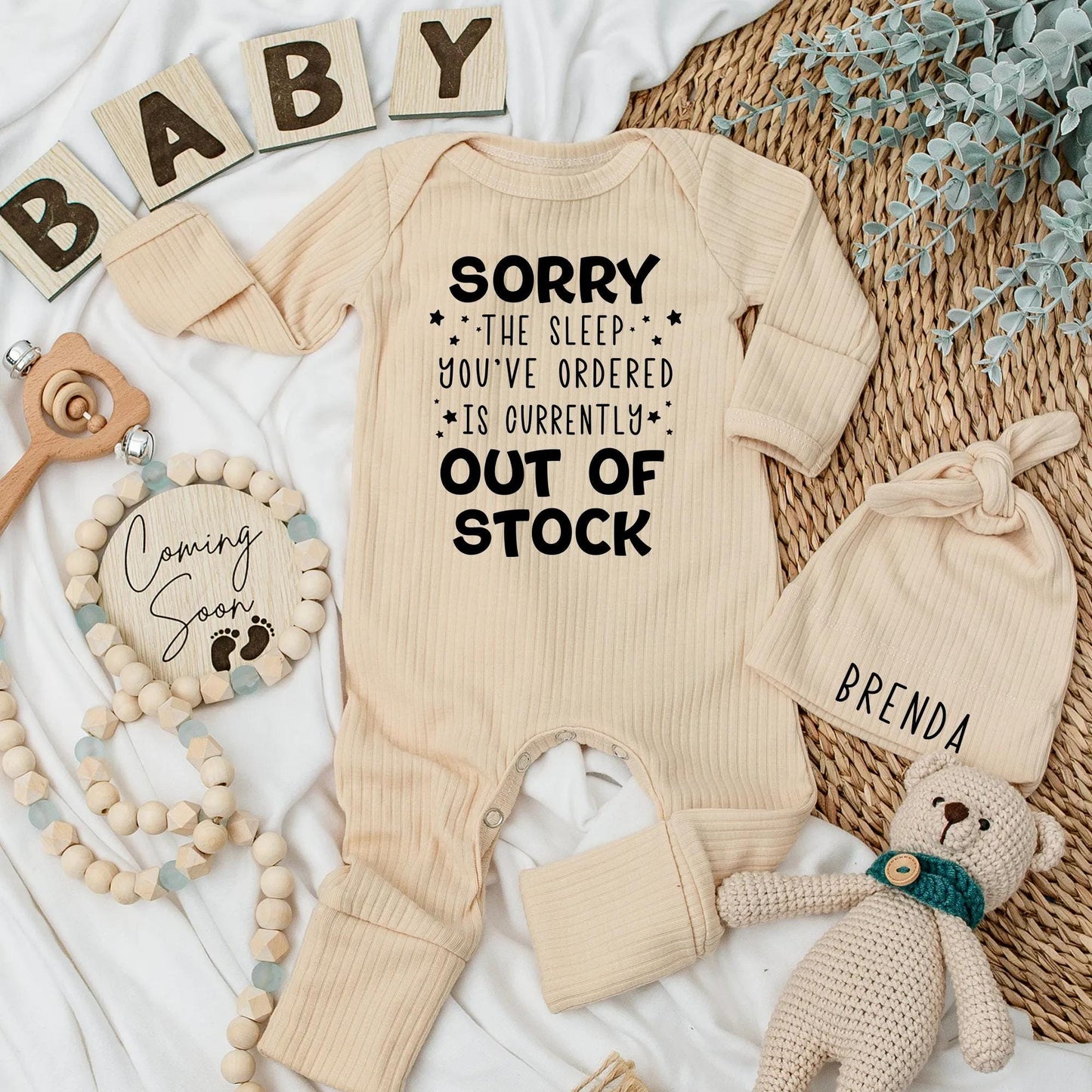 Out of Stock Sleep Baby Bodysuit Funny Newborn Outfit Cute Coming Home Clothes Gender Neutral Shower Gift Playful Star Design Soft Cotton 137