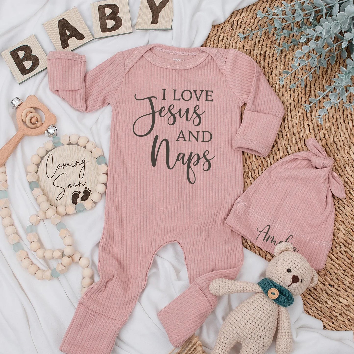 I Love Jesus and Naps Baby Bodysuit - Christian Newborn Outfit, Funny Religious Gift, Cute Faith Shirt, Trendy Design, Soft Cotton Clothes (139 chars)