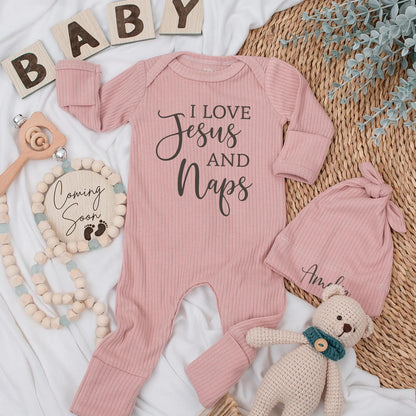 I Love Jesus and Naps Baby Bodysuit - Christian Newborn Outfit, Funny Religious Gift, Cute Faith Shirt, Trendy Design, Soft Cotton Clothes (139 chars)