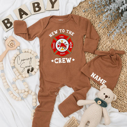 New to the Crew Firefighter Baby Bodysuit, Custom Newborn Fire Department Outfit, Adorable Fireman Dad Gift Soft Cotton Baby Clothes