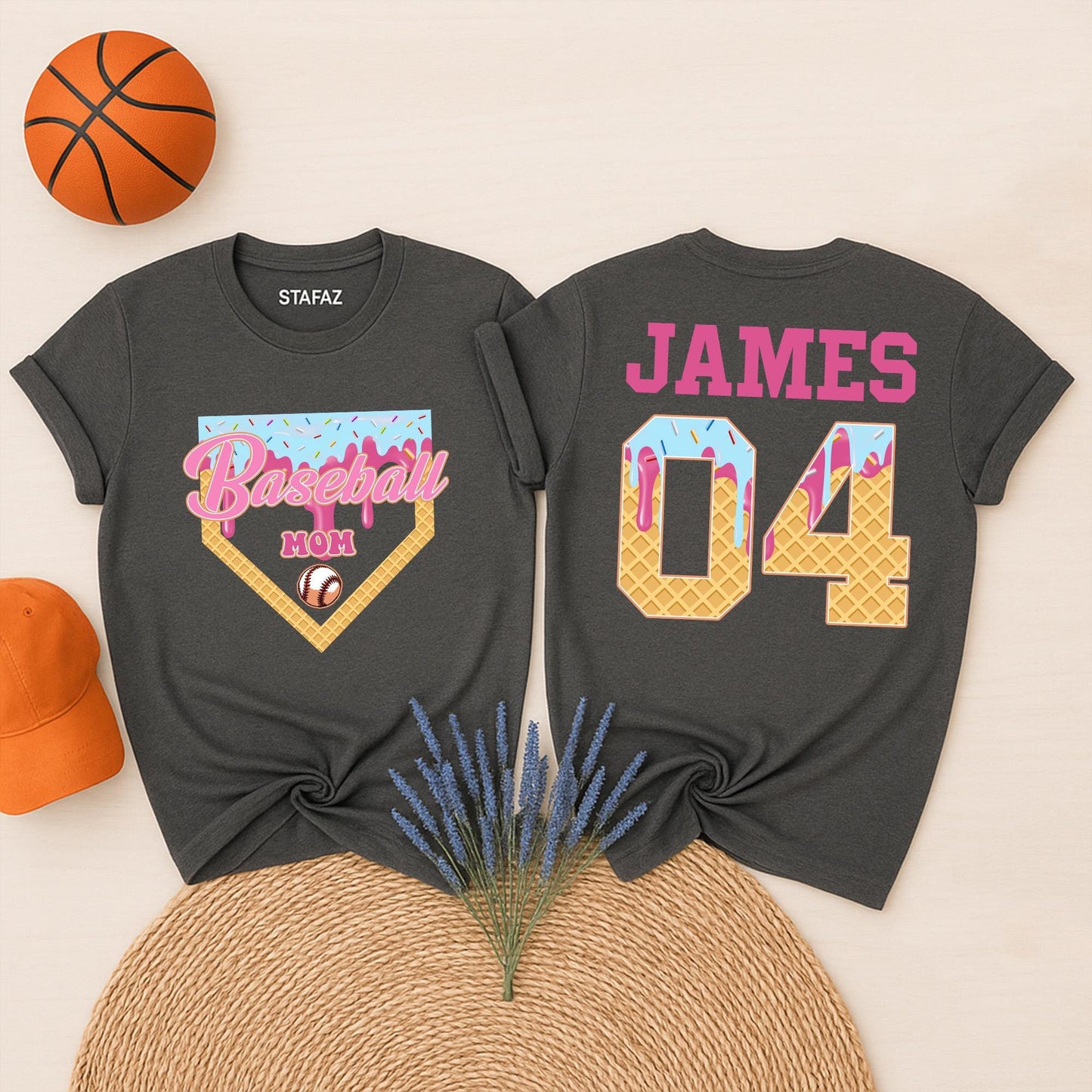 Personalized Baseball Drip Mama Shirt Custom Jersey Ice Cream Tee Baseball Sister Team Mom Spring Game Day Gift