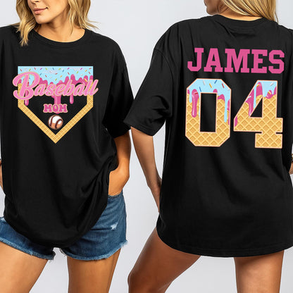 Personalized Baseball Drip Mama Shirt Custom Jersey Ice Cream Tee Baseball Sister Team Mom Spring Game Day Gift