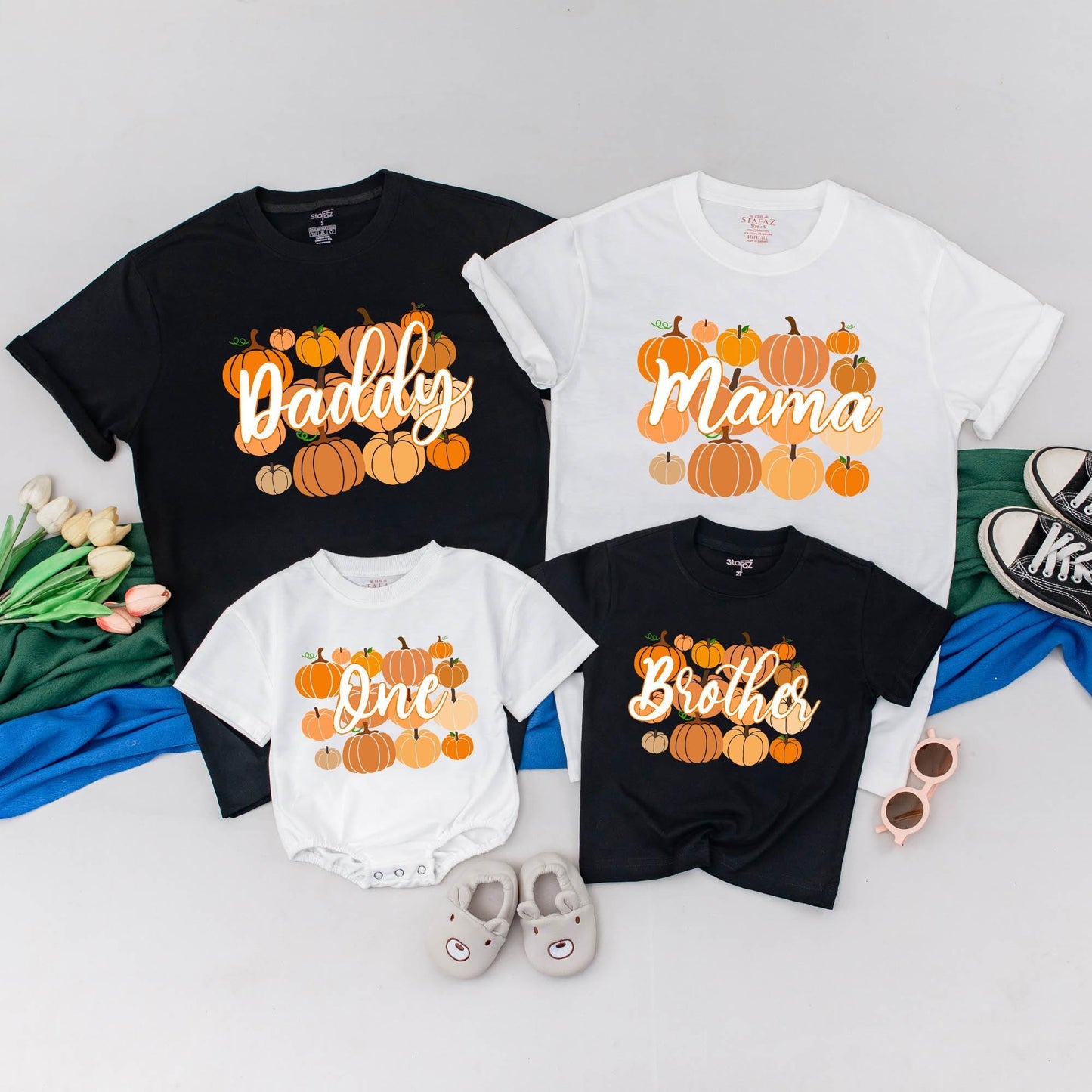 Personalized Pumpkin First Birthday Family Matching Shirts One Little Pumpkin Mommy and Me Fall Thanksgiving Outfits