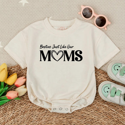 Besties Just Like Our Moms Romper Matching Outfits Baby Girl & Toddler Sibling Gift Cute Baby Shower Idea