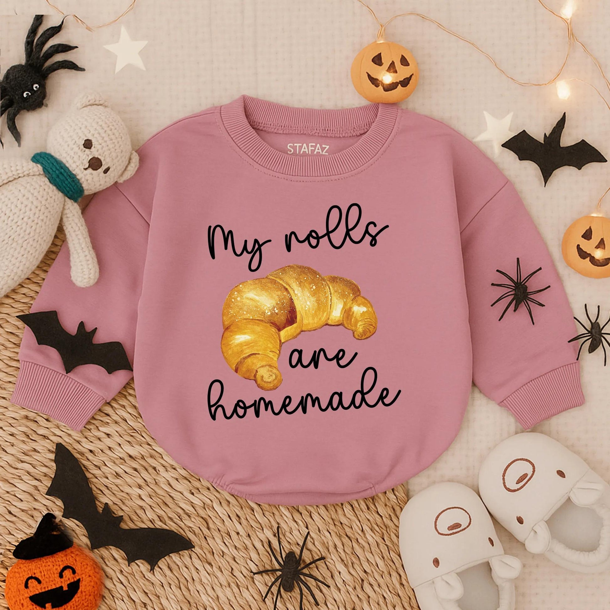 My Rolls Are Homemade Thanksgiving Baby Romper Cute Toddler Outfit Adorable Baby Gift Idea for Thanksgiving Holiday Baby Clothes